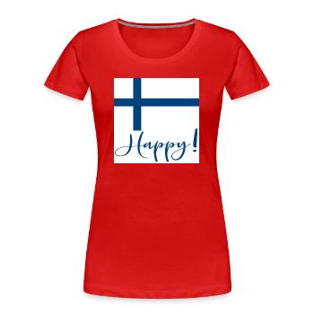 DRAPEAU FINLANDAIS - SIGNE HEUREUX - T-shirt bio Premium Femme - rouge - Devant - Mia (176cm)