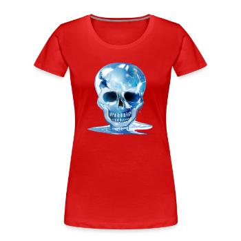 extravaganter schmelzender Totenkopf in Eis Farben - Frauen Premium Bio T-Shirt - Rot - Vorne - Mia (176cm)