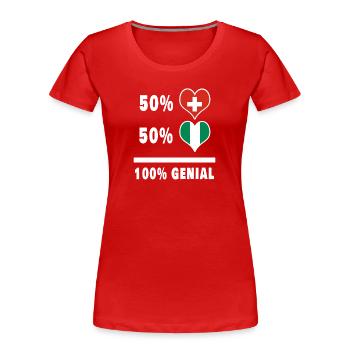 Nigeria and Switzerland 100% Awesome Flag - Women's Premium Organic T-Shirt - red - Front - Mia (176cm)