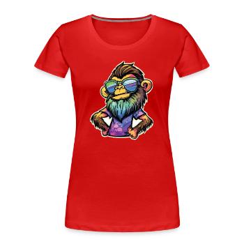 Funky Monkey - Women's Premium Organic T-Shirt - red - Front - Mia (176cm)