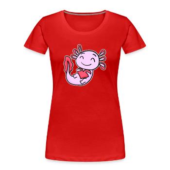 Axolotl Herz Liebe - Herz Motiv - Frauen Premium Bio T-Shirt - Rot - Vorne - Mia (176cm)