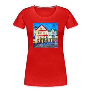 Stadtlandschaft im Expressionismus - Frauen Premium Bio T-Shirt - Rot - Vorne - Mia (176cm)