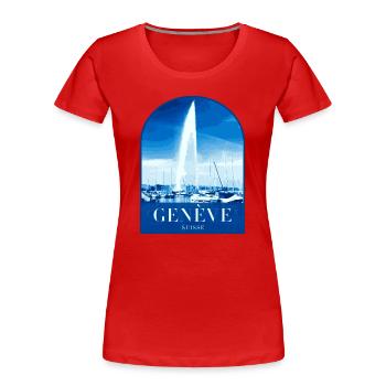 Geneva JetdEau Harbour Motif - Women's Premium Organic T-Shirt - red - Front - Mia (176cm)