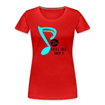 STOLZ AUF MUSIKERIN - MUSIKNOTE MUSIKINSTRUMENTE - Frauen Premium Bio T-Shirt - Rot - Vorne - Mia (176cm)
