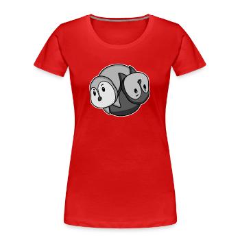 Penguin Yin Yang Symbol - Women's Premium Organic T-Shirt - red - Front - Mia (176cm)