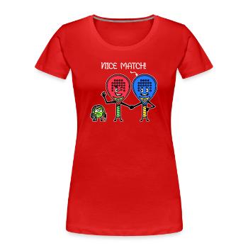Padelteam Padel Spieler Ball Statement Racket - Frauen Premium Bio T-Shirt - Rot - Vorne - Mia (176cm)