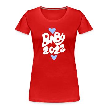 Bébé 2023 - Naissance enceinte 2023 - Bébé garçon - T-shirt bio Premium Femme - rouge - Devant - Mia (176cm)