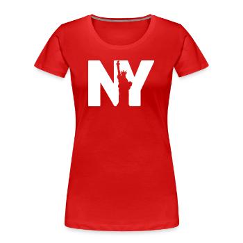 New York Statue - Frauen Premium Bio T-Shirt - Rot - Vorne - Mia (176cm)