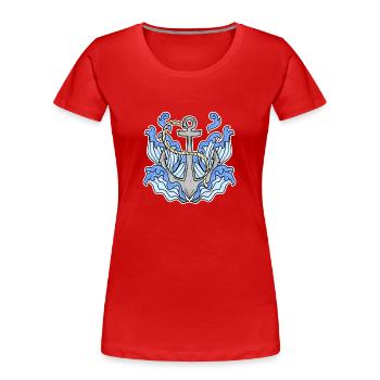 Anker - Frauen Premium Bio T-Shirt - Rot - Vorne - Mia (176cm)