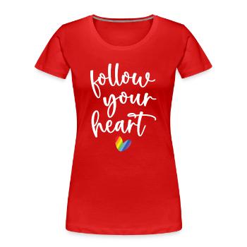Mois de la fierté - Suivez votre cœur - T-shirt bio Premium Femme - rouge - Devant - Mia (176cm)