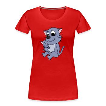Cat Family - Cat with Baby - Women's Premium Organic T-Shirt - red - Front - Mia (176cm)