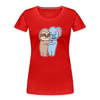 Sloth and koala hugging - hug - Women's Premium Organic T-Shirt - red - Front - Mia (176cm)