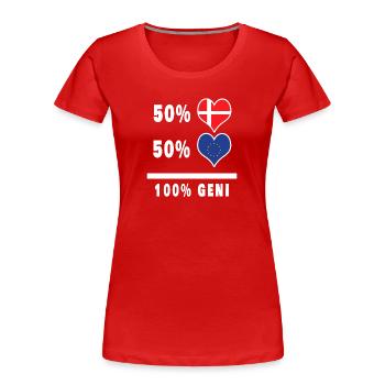 Europe et Danemark 100% drapeau de génie - T-shirt bio Premium Femme - rouge - Devant - Mia (176cm)