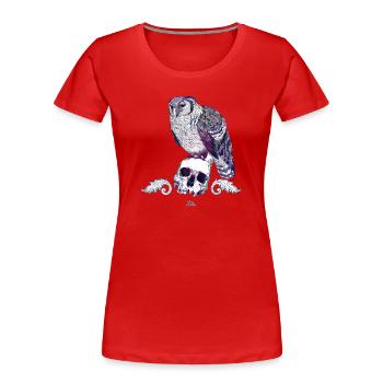 Milchuhu und Schädel mit Ornamenten - Frauen Premium Bio T-Shirt - Rot - Vorne - Mia (176cm)