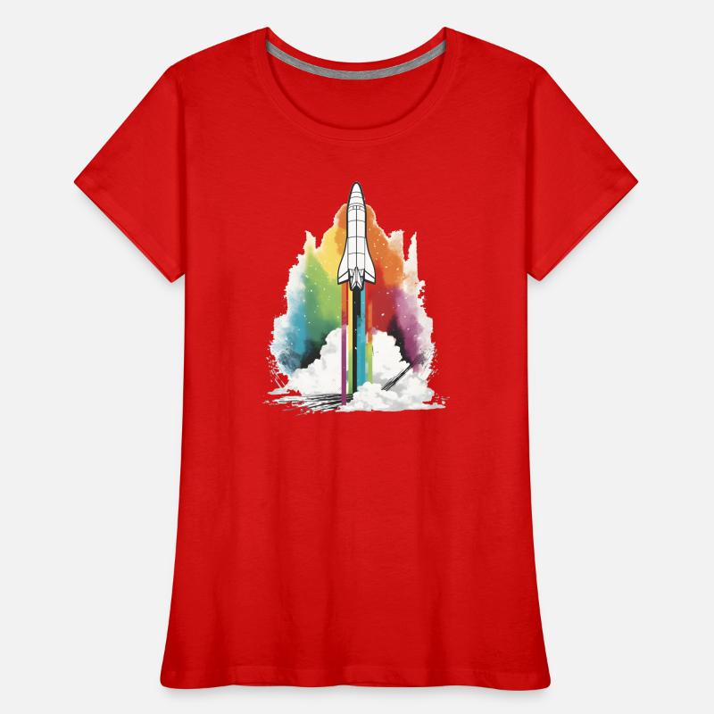 Fusée arc-en-ciel T-shirt bio Premium Femme