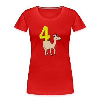 4 birthday 4 years old with animal motif - three - Women's Premium Organic T-Shirt - red - Front - Mia (176cm)