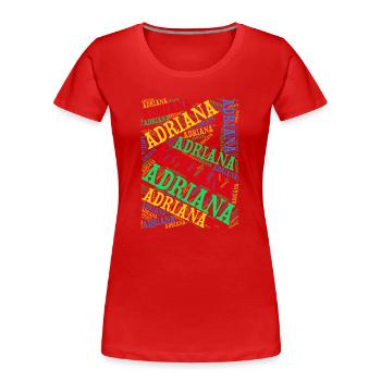 t-shirt Adriana t-shirt wortwolke geschenkidee - Frauen Premium Bio T-Shirt - Rot - Vorne - Mia (176cm)