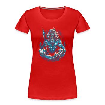 Poseidon - Frauen Premium Bio T-Shirt - Rot - Vorne - Mia (176cm)