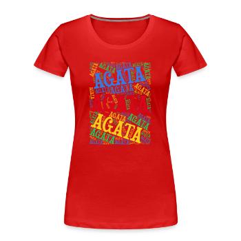 t-shirt Agata word cloud t-shirt gift idea - Women's Premium Organic T-Shirt - red - Front - Mia (176cm)