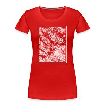 Fougère Végétale - T-shirt bio Premium Femme - rouge - Devant - Mia (176cm)