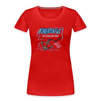 Heimat Hafen Motiv mit Anker und Kette - Frauen Premium Bio T-Shirt - Rot - Vorne - Mia (176cm)