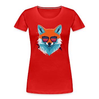 Sly and Stylish: Retro Aggressive Fox T-Shirt - Women's Premium Organic T-Shirt - red - Front - Mia (176cm)