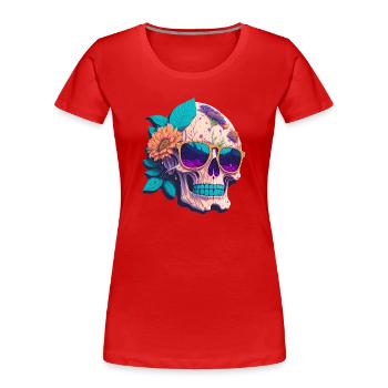 Skull - Women's Premium Organic T-Shirt - red - Front - Mia (176cm)