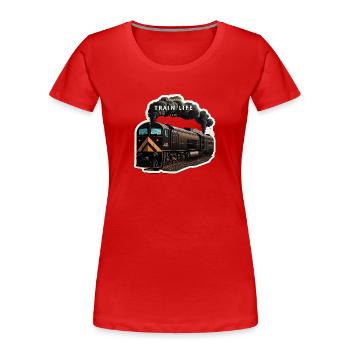 Train Life : Le train de l'aventure - T-shirt bio Premium Femme - rouge - Devant - Mia (176cm)