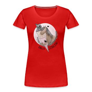 Endlich Schulkind Pferd mit Schultüte - Frauen Premium Bio T-Shirt - Rot - Vorne - Mia (176cm)