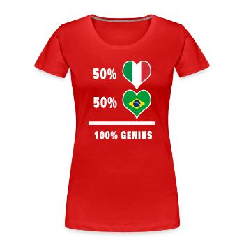 Drapeaux 100% fantastiques du Brésil et de l’Italie - T-shirt bio Premium Femme - rouge - Devant - Mia (176cm)