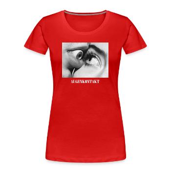 Augenkontakt Schwarzweiß - Frauen Premium Bio T-Shirt - Rot - Vorne - Mia (176cm)