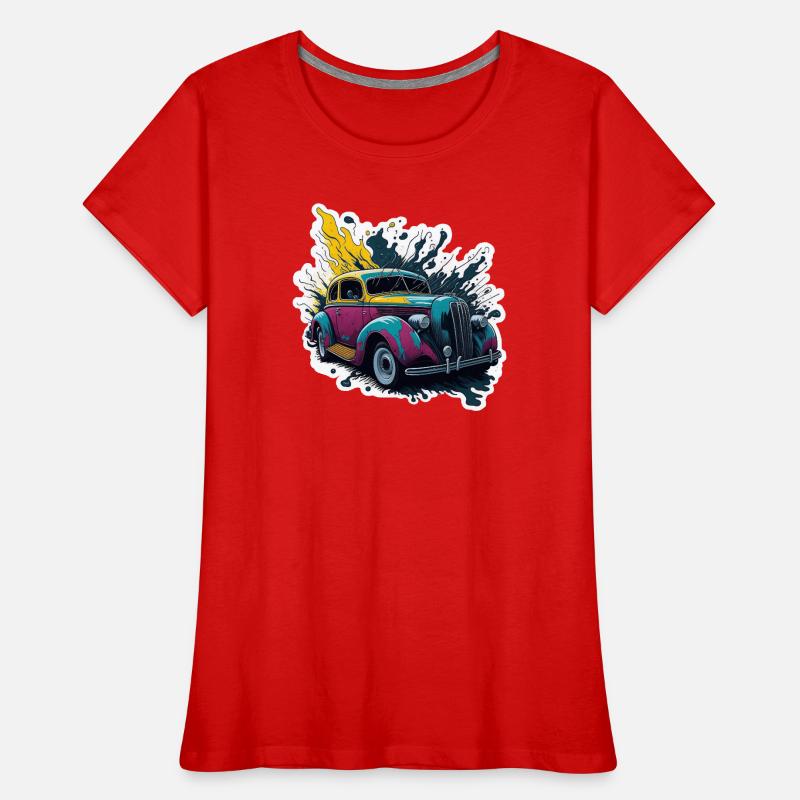 Farbiger Oldtimer Spritzer Frauen Premium Bio T-Shirt