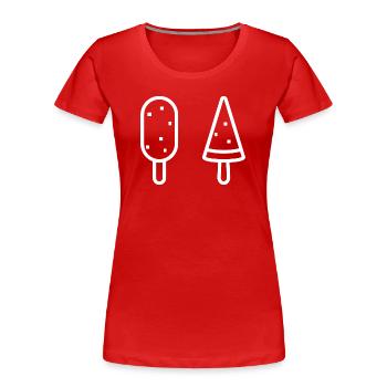 Illustration minimaliste en duo de sucettes glacées - T-shirt bio Premium Femme - rouge - Devant - Mia (176cm)