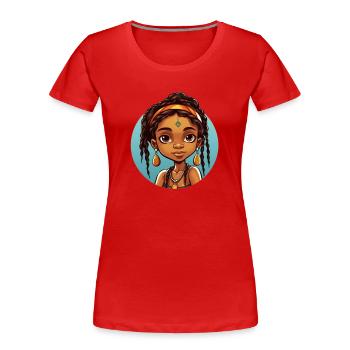 Afro Schwarz Kind Junge Mädchen Ethno Geschenkidee - Frauen Premium Bio T-Shirt - Rot - Vorne - Mia (176cm)