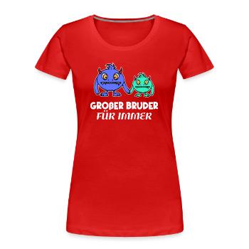 Bro Großer Bruder Statement Geschwisterliebe - Frauen Premium Bio T-Shirt - Rot - Vorne - Mia (176cm)