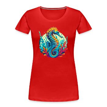 Seepferdchen - Frauen Premium Bio T-Shirt - Rot - Vorne - Mia (176cm)