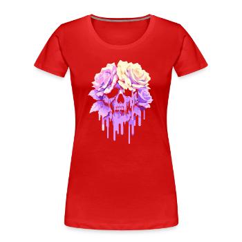 Fleurs de décomposition : mélancolie gothique pastel - T-shirt bio Premium Femme - rouge - Devant - Mia (176cm)
