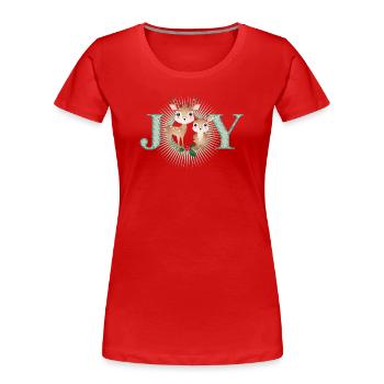 Two Cute Deer - Joy for Christmas - Women's Premium Organic T-Shirt - red - Front - Mia (176cm)