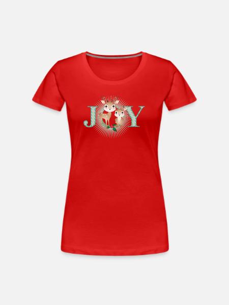 zwei niedliche Hirsche - Joy für Weihnachten - Frauen Premium Bio T-Shirt - Rot