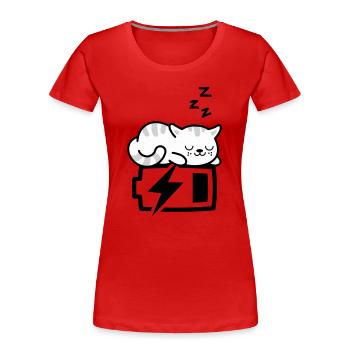 Sleepy Kitty (Color Changeable - 3 colors) - Women's Premium Organic T-Shirt - red - Front - Mia (176cm)