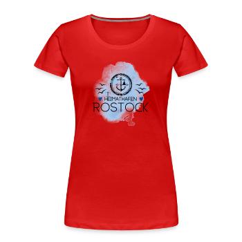Rostock Liebe Heimathafen Ostsee - Frauen Premium Bio T-Shirt - Rot - Vorne - Mia (176cm)