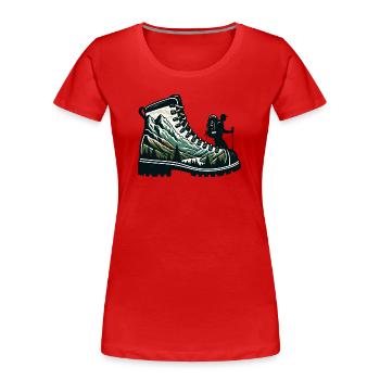 Chaussure randonnée Montagne Trekkeur Randonneur - T-shirt bio Premium Femme - rouge - Devant - Mia (176cm)
