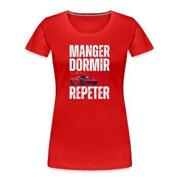 Drift Urbain Mange Dormir Répéter - T-shirt bio Premium Femme - rouge - Devant - Mia (176cm)