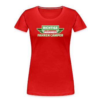 Camping Wanderer Camper Wanderlust Statement - Frauen Premium Bio T-Shirt - Rot - Vorne - Mia (176cm)