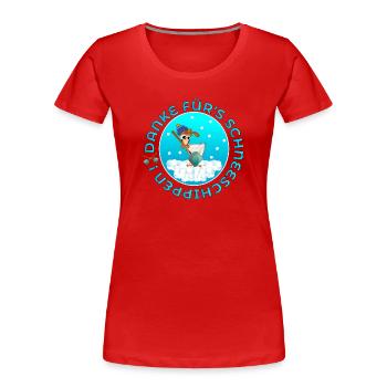 SCHNEESCHIPPEN - WINTER SCHNEE HÜHNER - Frauen Premium Bio T-Shirt - Rot - Vorne - Mia (176cm)