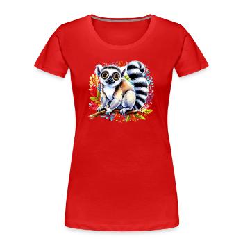 Lemur - Frauen Premium Bio T-Shirt - Rot - Vorne - Mia (176cm)