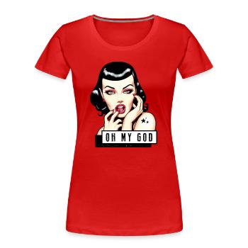 Lola Rockabilly Illustration TShirt - T-shirt bio Premium Femme - rouge - Devant - Mia (176cm)