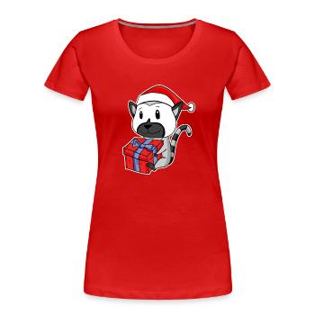 Lémurien avec le chapeau de Père Noël - T-shirt bio Premium Femme - rouge - Devant - Mia (176cm)