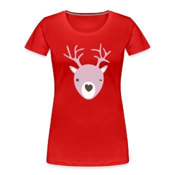 Rudolph Antlers Heart Nose Scandinavian Kids Cool - Women's Premium Organic T-Shirt - red - Front - Mia (176cm)