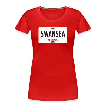 Swansea town sign - Women's Premium Organic T-Shirt - red - Front - Mia (176cm)